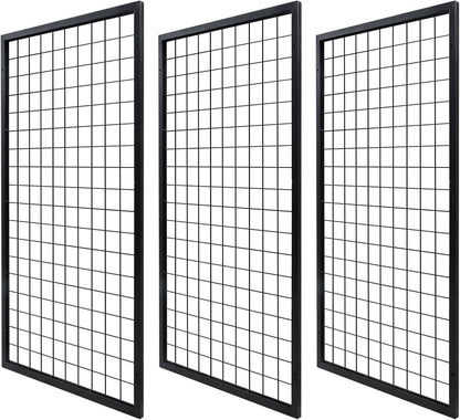Eastern Tree Metal Grid Wall Panels, Black Wire Grid Panel, Gridwall Display Stand, Heavy Duty Gridwall Panels for Retail Display - 3pcs