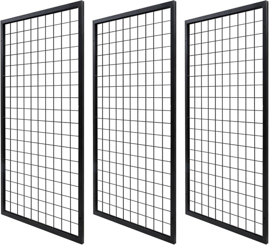 Eastern Tree Metal Grid Wall Panels, Black Wire Grid Panel, Gridwall Display Stand, Heavy Duty Gridwall Panels for Retail Display - 3pcs