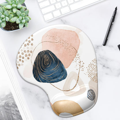 ITNRSIIET Ergonomic Mouse Pad with Gel Wrist Support Wrist Rest Smooth Surface Non-Slip PU Base Comfortable Office Supplies Pain Relief, 9.5 x 8 inches, Beach