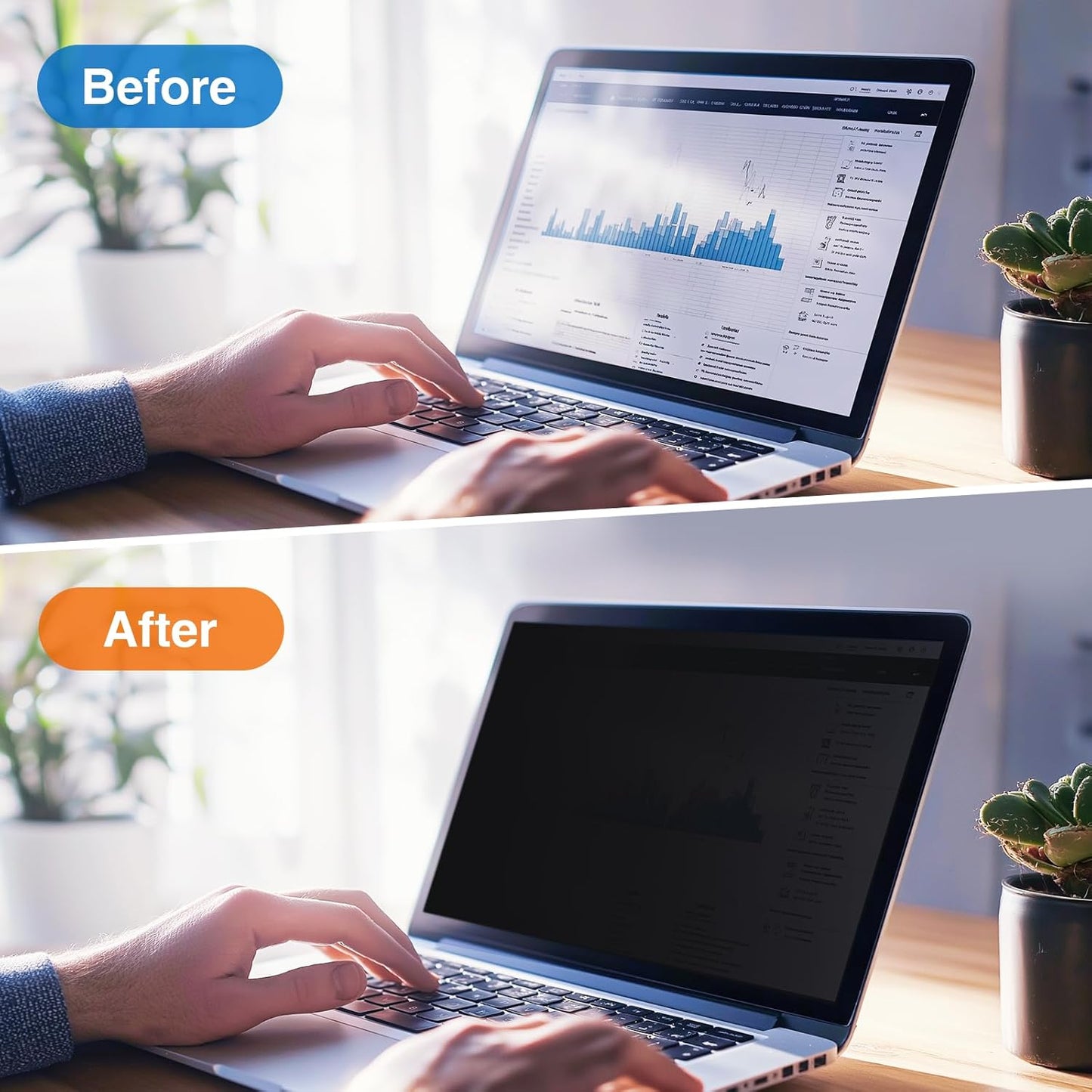 Magnetic 14 Inch Laptop Privacy Screen Filter 16:10 Removable Anti Glare Blue Light Anti-Peeping Screen Protector Laptop Privacy Shield Compatible with Chromebook HP Lenovo Thinkpad Dell Asus Samsung
