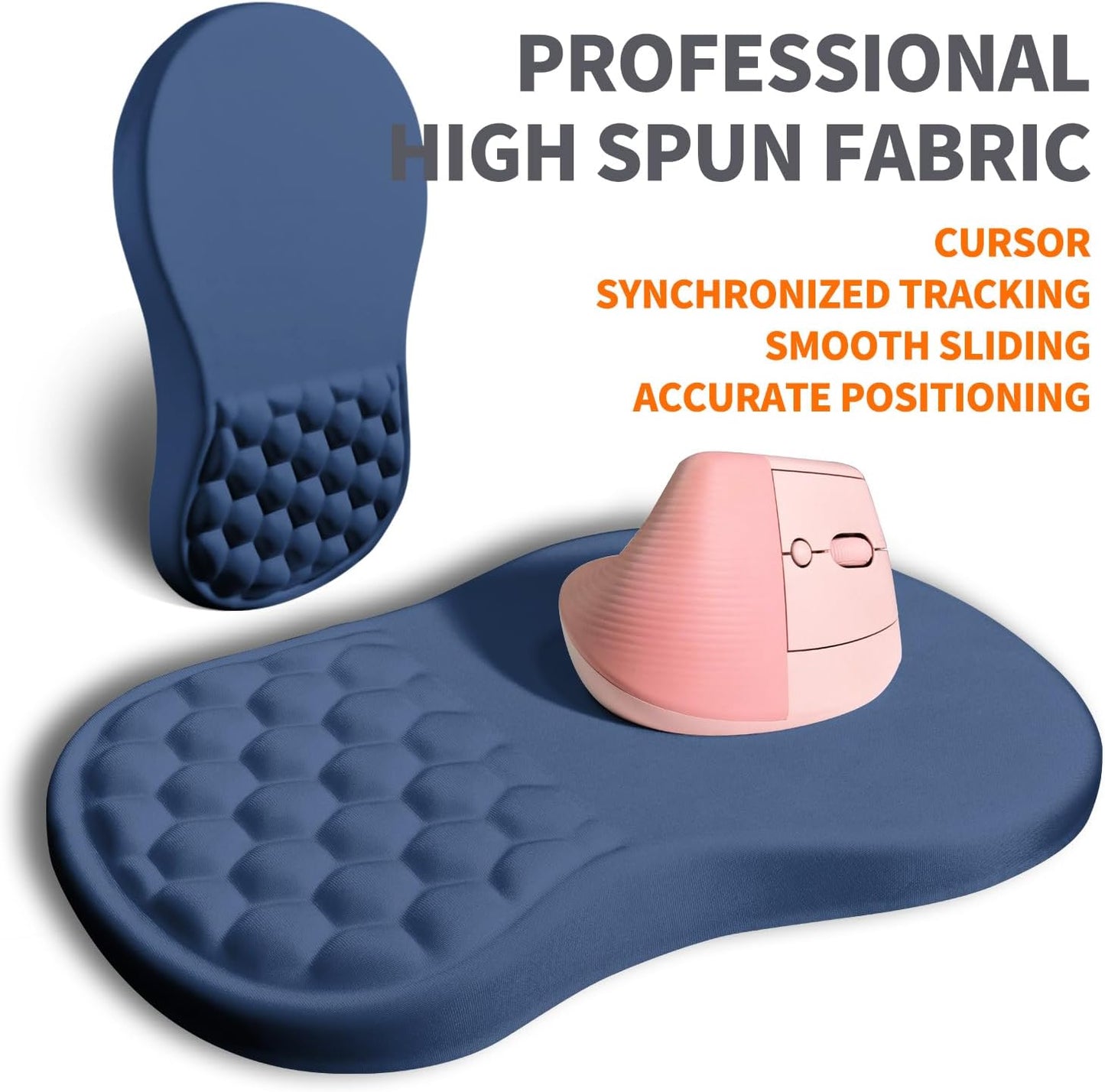Ergonomic Joint Wrist Support Mouse Pad with Memory Foam Cushion Massage Bump, Carpal Tunnel Pain Relief Mousepad Slope Design for Wrist Rest, 11.8x7.9 in, Black