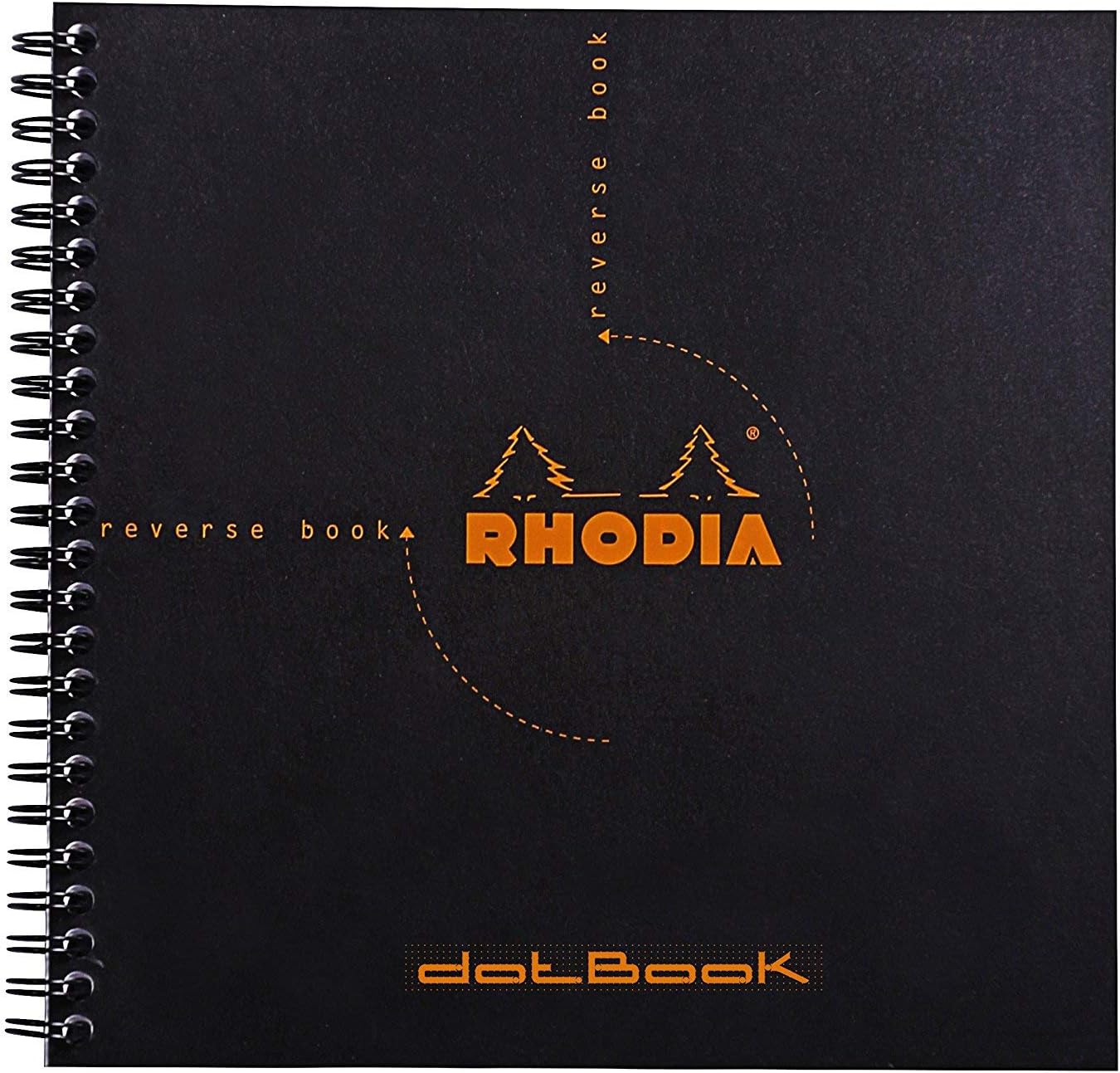 Rhodia Reverse Book & Dot Book - Dot Grid 80 sheets - 8 1/4 x 8 1/4 - Black Cover