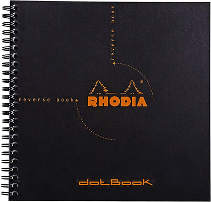 Rhodia Reverse Book & Dot Book - Dot Grid 80 sheets - 8 1/4 x 8 1/4 - Black Cover