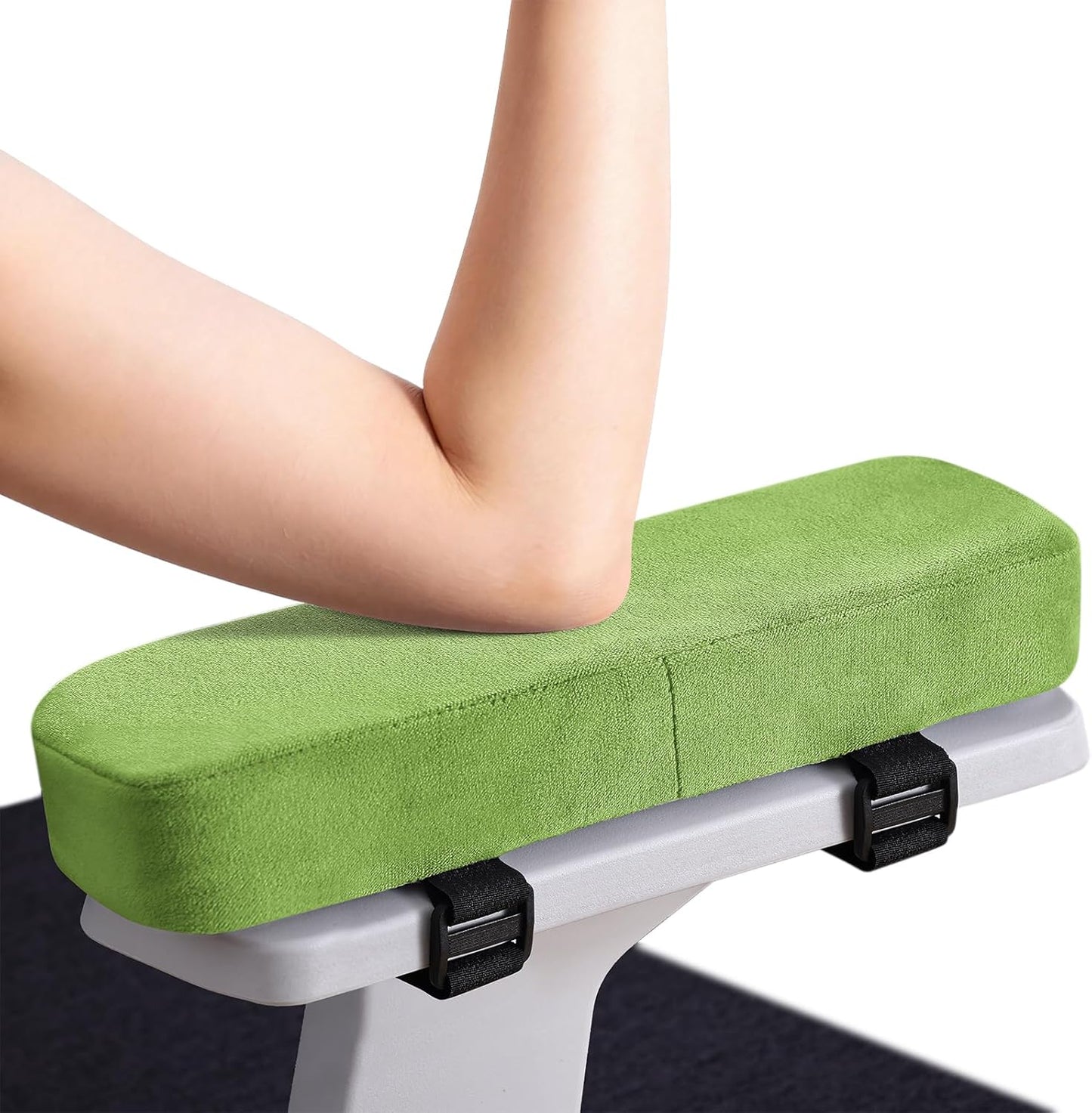 Smiry Ergonomic Office Chair Armrest Pads, Memory Foam Arm Rest Covers, Non-Slip Armrest Cushion with Adjustable Buckles and Straps, Elbow Relief for Desk, Gaming & Wheelchair (Black, Set of 2)