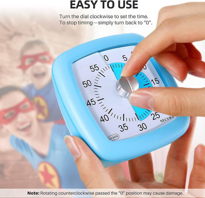 Secura 60-Minute Visual Timer, Silent Study Timer for Kids and Adults, Time Clocks, Time Management Countdown Timer for Teaching (Black & Cloud)