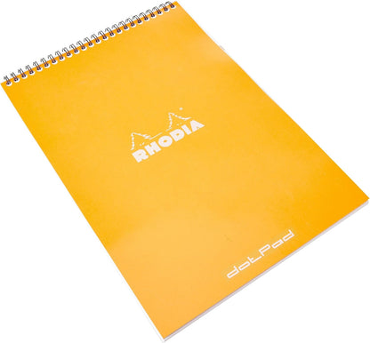Rhodia #16 Wirebound Notepad 5.8" x 8.3" Dot Pad, Orange Cover