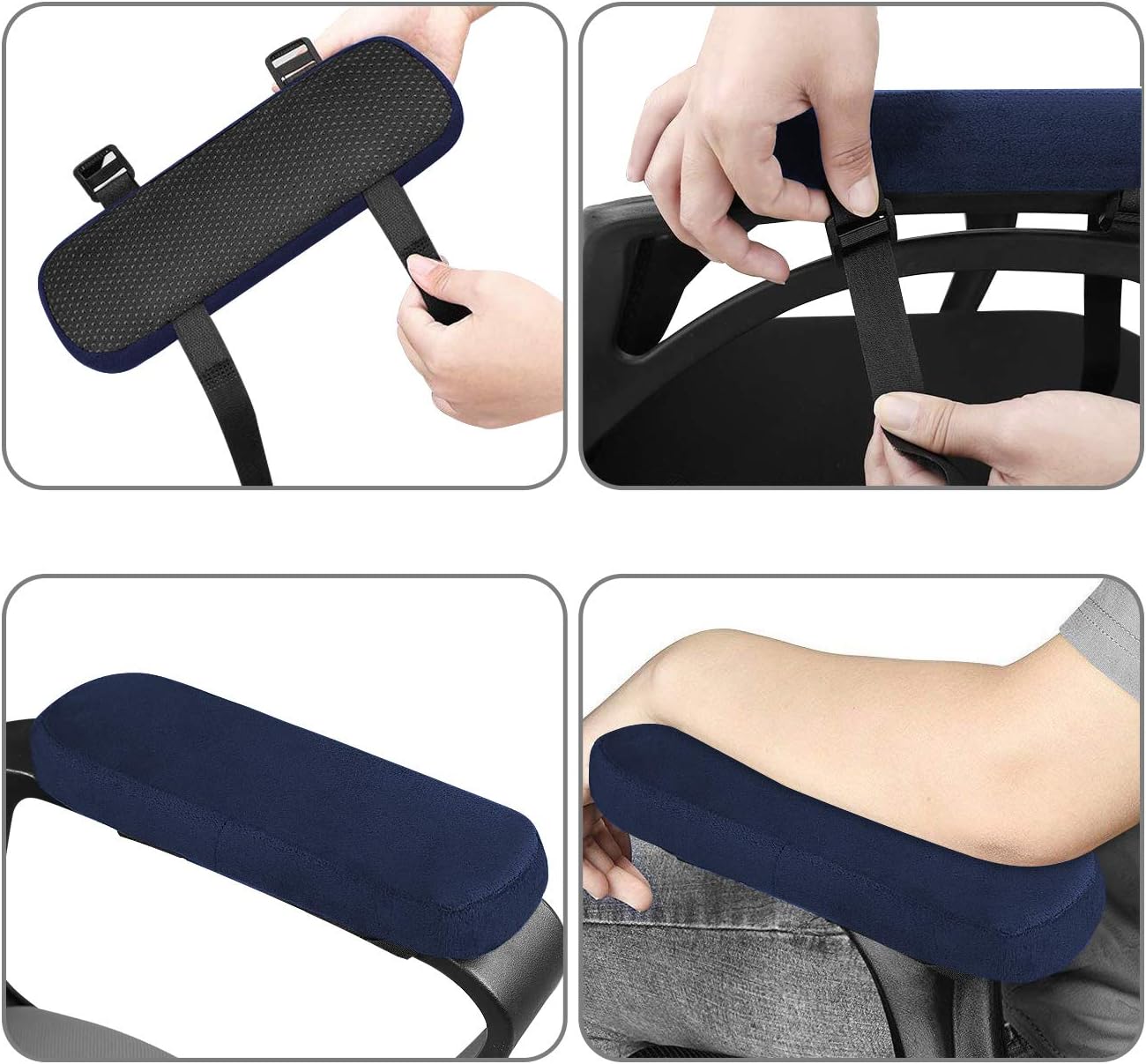 MOSISO Chair Armrest Pads (2 Pack), Memory Foam Home/Office Chair Arm Rest Covers Comfy Computer Gaming Elbow Cushion Removable Washable Elbow Support Forearm Pressure Relief, Black