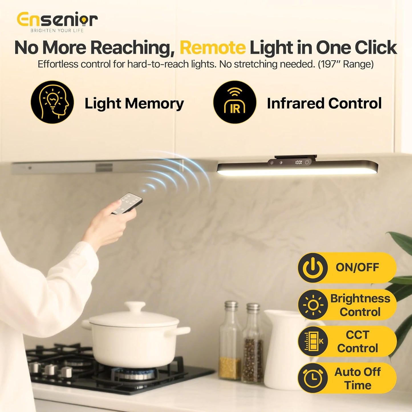 5W Rechargeable Motion Sensor Light Bar, 2000mAh Dimmable Under Cabinet Lighting Wireless with Digital Battery Display, 130° Rotatable Magnetic Closet Lights, Remote Control Stick on Lights Dorm