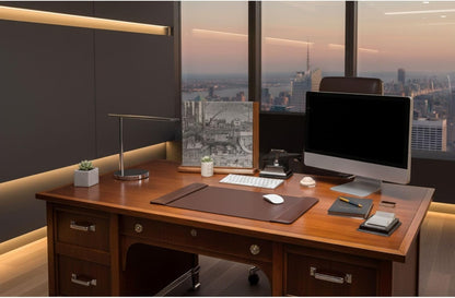 DACASSO Leather Desk Pad with Side Rails - Luxury Leather Desk Blotter for Writing - Executive Desk Surface Protector - (Chocolate Brown, 25.5 x 17.25”)