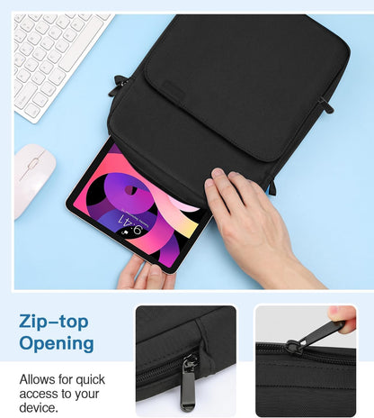 MoKo 13 Inch Tablet Sleeve Bag, Fits with 13 Inch New iPad Pro M5 & Air M4/M3, iPad Pro 12.9 M2&M1,Surface Laptop Go 12.4,Galaxy Tab S8+/S9+ 12.4,Handle Carrying Case with Shoulder Strap,Black &Gray