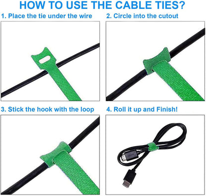 California JOS 60 PCS 6 Inches Reusable Cable Ties, Wire Ties, Cord Organizer, Cable Organizer, Adjustable Cable Management - White