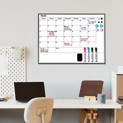Weekly Planner Dry Erase Calendar for Wall Hanging, 16"x12" Aluminum Frame Whiteboard Calendar with Handle, Portable White Board as Office to Do List, Meal Planner for Home Kitchen