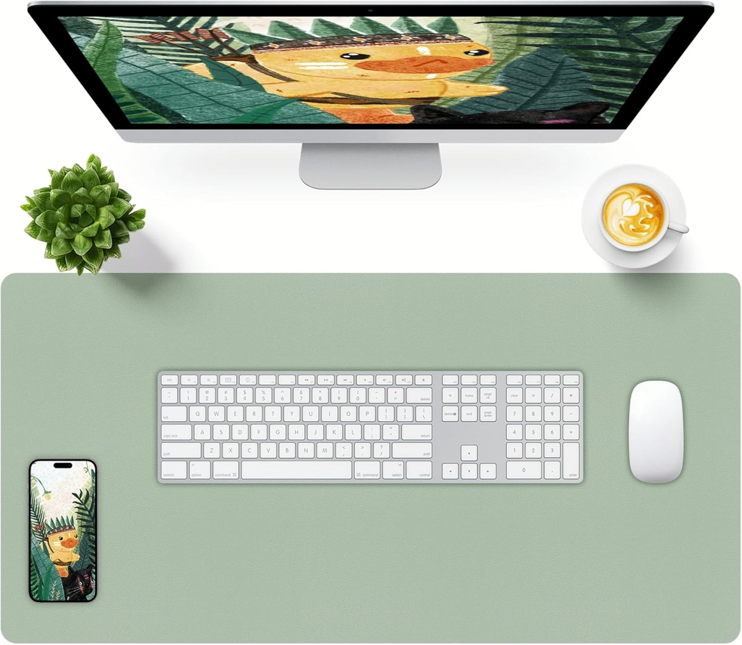 Bloss Leather Desk Pad and Keyboard Wrist Rest, Large Mouse Pad + Keyboard Pad+Mouse Wrist Support, Non-Slip Desk Mat Protector for Office, Home(31.5×15.7 Inches,Beige) - Colors B