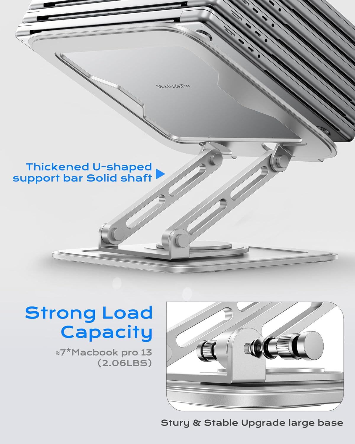 LOXP Adjustable Laptop Stand, Computer Stand with 360 Rotating Base, Ergonomic Laptop Riser Mount for Desk Foldable Protable Computer Desk Fits with MacBook Pro Air (10-16") - Pink