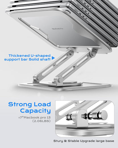 LOXP Adjustable Laptop Stand, Computer Stand with 360 Rotating Base, Ergonomic Laptop Riser Mount for Desk Foldable Protable Computer Desk Fits with MacBook Pro Air (10-16") - Pink