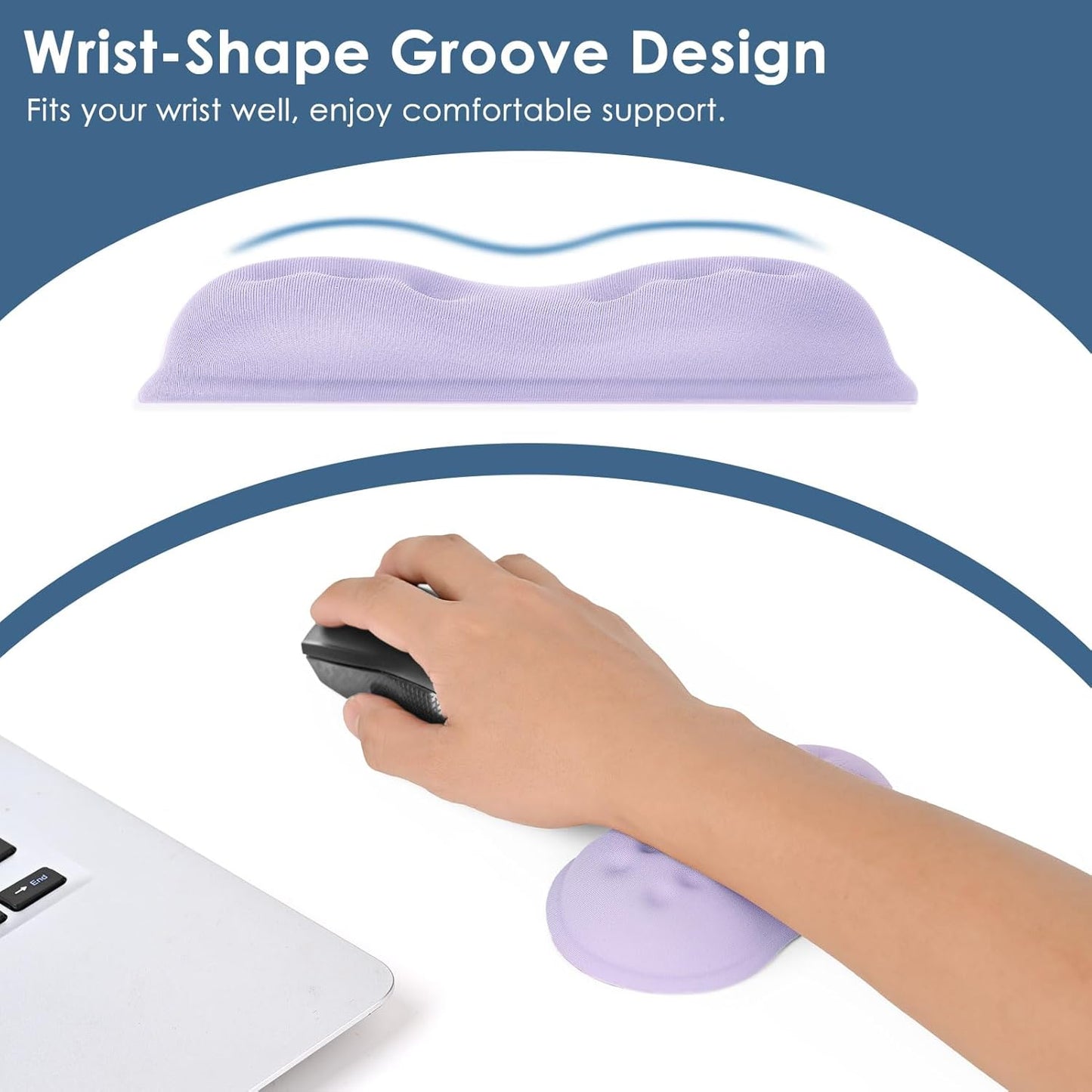 VANKEY Mouse Wrist Rest, Desk Wrist Pad for Mouse, Comfortable Computer Mouse Wrist Support, Ergonomic Wrist Rest with Memory Foam Fillings, Non-Slip Base (Black)
