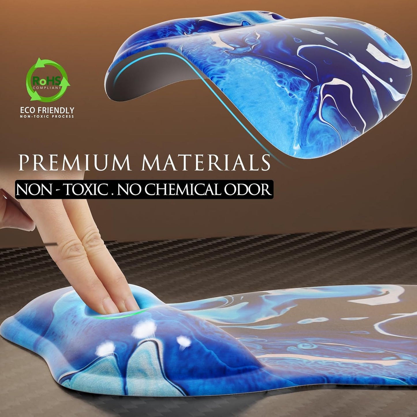 MROCO Ergonomic Mouse Pad with Gel Wrist Rest, Smooth Wrist Support Surface, Non-Slip PU Base for Pain Relief, Comfortable Mousepad for Computer, Laptop, Office & Home, 9.4 x 8.1 in, Black