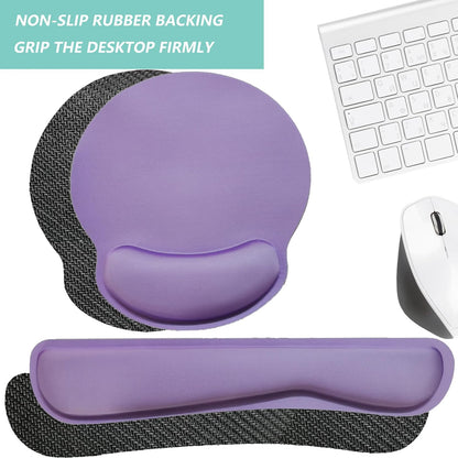Keyboard Wrist Rest Pad Mouse Pad with Wrist Support Set of 3, Mousepad with Non-Slip Rubber Base, Ergonomic Memory Foam Mouse Wrist Cushion Support for Home Office Laptop Computer Gaming, Forest