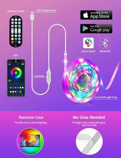 MATICOD LED Lights for TV Led Backlight, 9.84ft RGB Led Strip Lights USB TV Lights Behind 32-43in, APP Remote Control Music Sync TV Led Light for Bedroom Gaming Home Décor