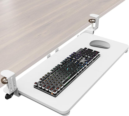 Ergonomic Mouse & Keyboard Tray Under Desk, Pull Out with Adjustable C-clamp, 20 (25.9 Including Clamps) x 11.8 Inch Slide Out Computer Keyboard Drawer Mouse Tray for Typing, Rustic Brown