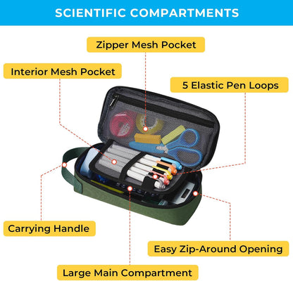ECHSRT Big Pencil Case, Aesthetic Portable Zipper Pencil Bag with Hidden Pocket, Special Pouch for Men Women Adults, Stationery Organizer Pen Cases for Office Travel,Black
