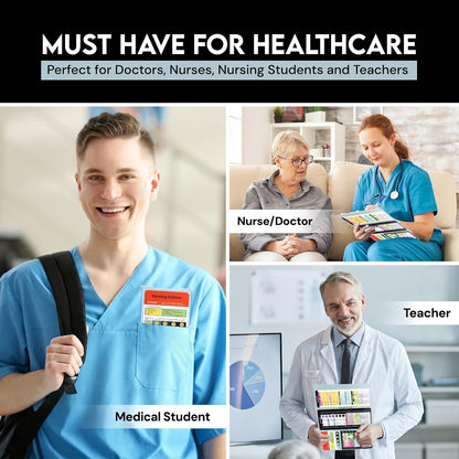 Nursing Clipboard Foldable with Medical Edition Cheat Sheets, 3 Layers Aluminum Foldable Clipboard for Nursing, Notepad for Students, Nursing School Essentials (Black)