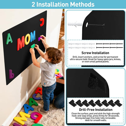 MAXECHO 2 Pack Black Magnetic Bulletin Board, 17.5"×13.5" Magnet Boards for Wall, Cabinet to Display Photos, Notes