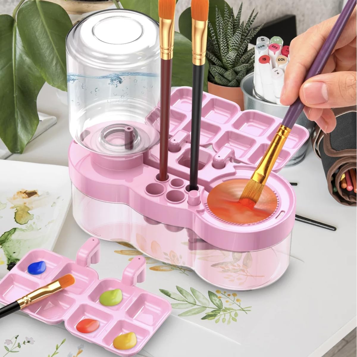 Paint Brush Cleaner, Multifunctional Acrylic Face Paint Brush Washing Station Brush Water Cup for All Purpose Oil Watercolor Painting Artist Professional Kit,Gift Art Supplies for Kid Adult