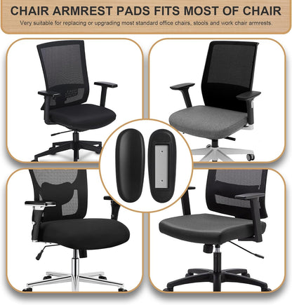 Podoy Office Chair Armrest Pads Replacement Fits Univeral Desk Chair Arms with Mounting Hole Patterns Screws, Desk Armrest Cover 4" x 10" (Pack of 2)