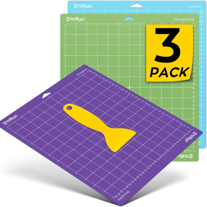HTVRONT Standard Grip Cutting Mat, 6 Pack Cutting Mat 12x12 Compatible with Cricut Maker 3/Maker 4/Maker/Explore 3/4/5/Air 2/One, Standard Adhesive Sticky Quilting Cutting Mats Replacement Accessories