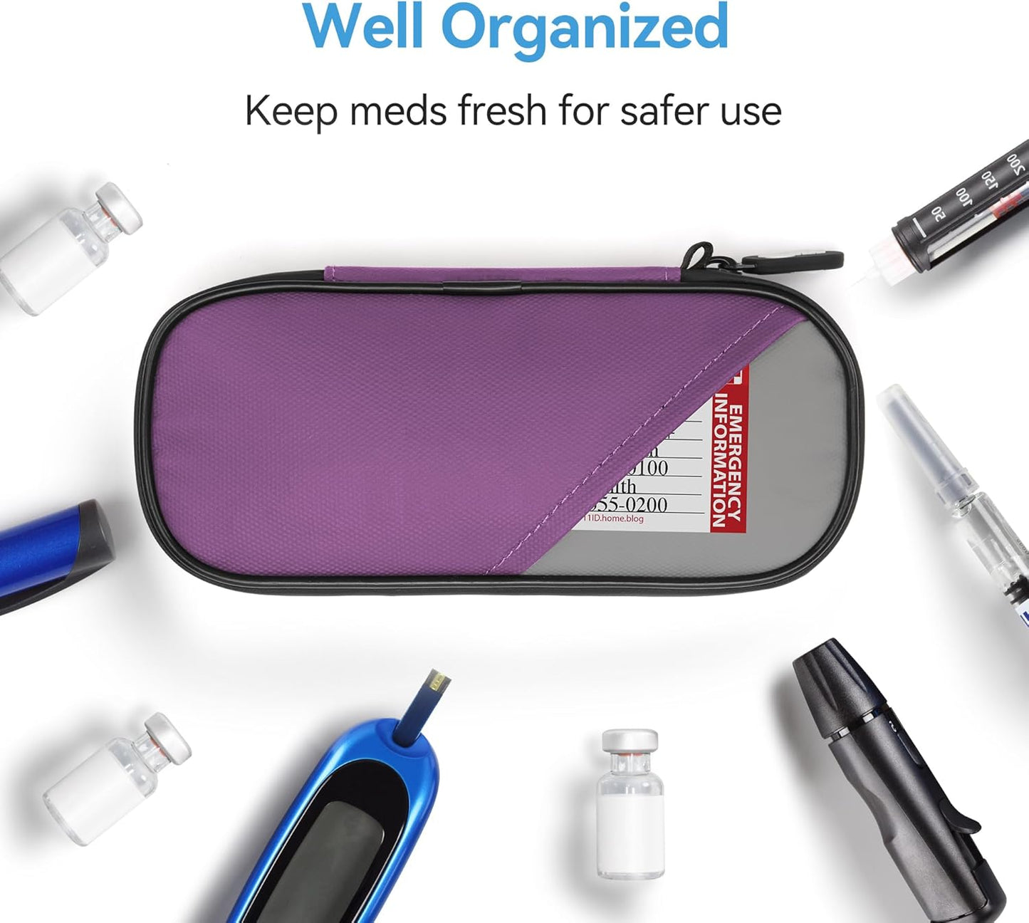 Gelozid Insulin Pen Cooler Travel Case Diabetic Medication Insulated Cool Organizer with 2 Reusable Ice Packs for Insulin Pen and Other Diabetic Supplies, for the Daily Life and Trip(Black)
