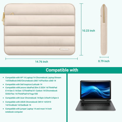 MOSISO Laptop Case 13.3 inch,13-13.3 inch Puffy Laptop Sleeve Compatible with MacBook Neo/Air 13.6 M5 M4 M3 M2 M1/Pro 13/14,HP Dell ASUS Lenovo,Polyester Horizontal Bag with Small Case, Sand