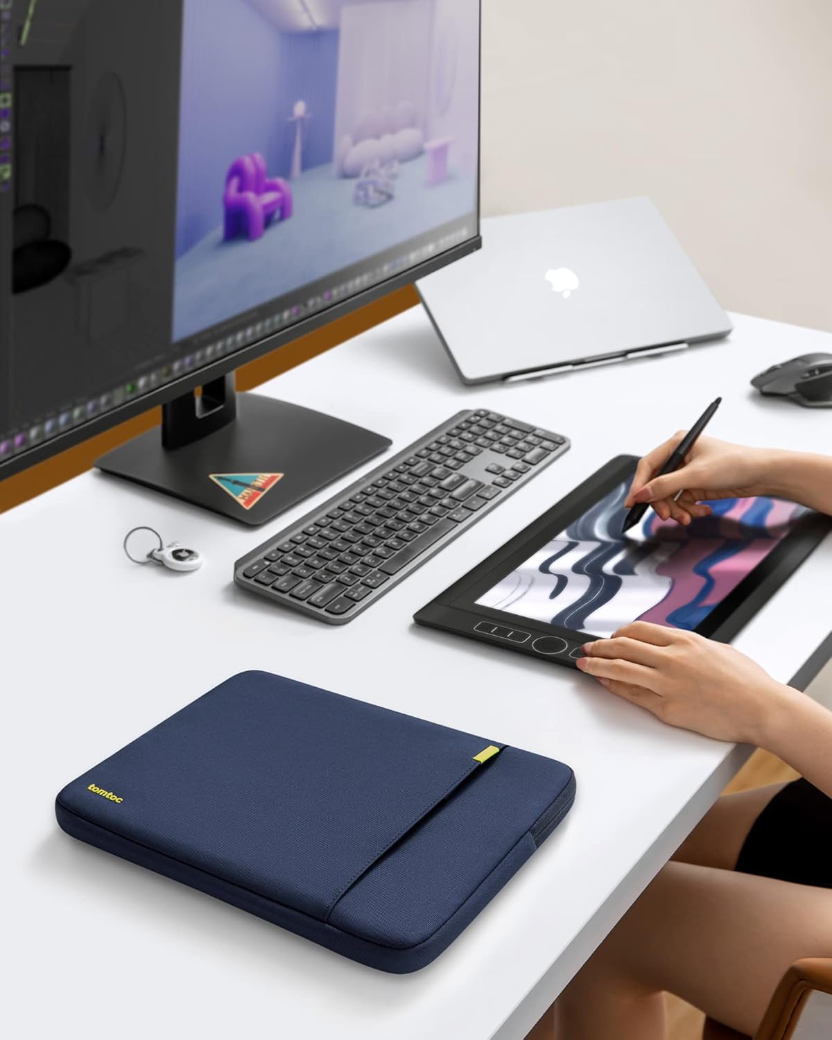 tomtoc 360 Protective Laptop Sleeve Set for 14-inch MacBook Pro M5 Pro/Max (2026) A3426 A3427 A3434 M4/M3/M2/M1 A3112 A3401 A3185, Water-Resistant Lapop Case Bag with Accessory Pouch for Dell XPS 14