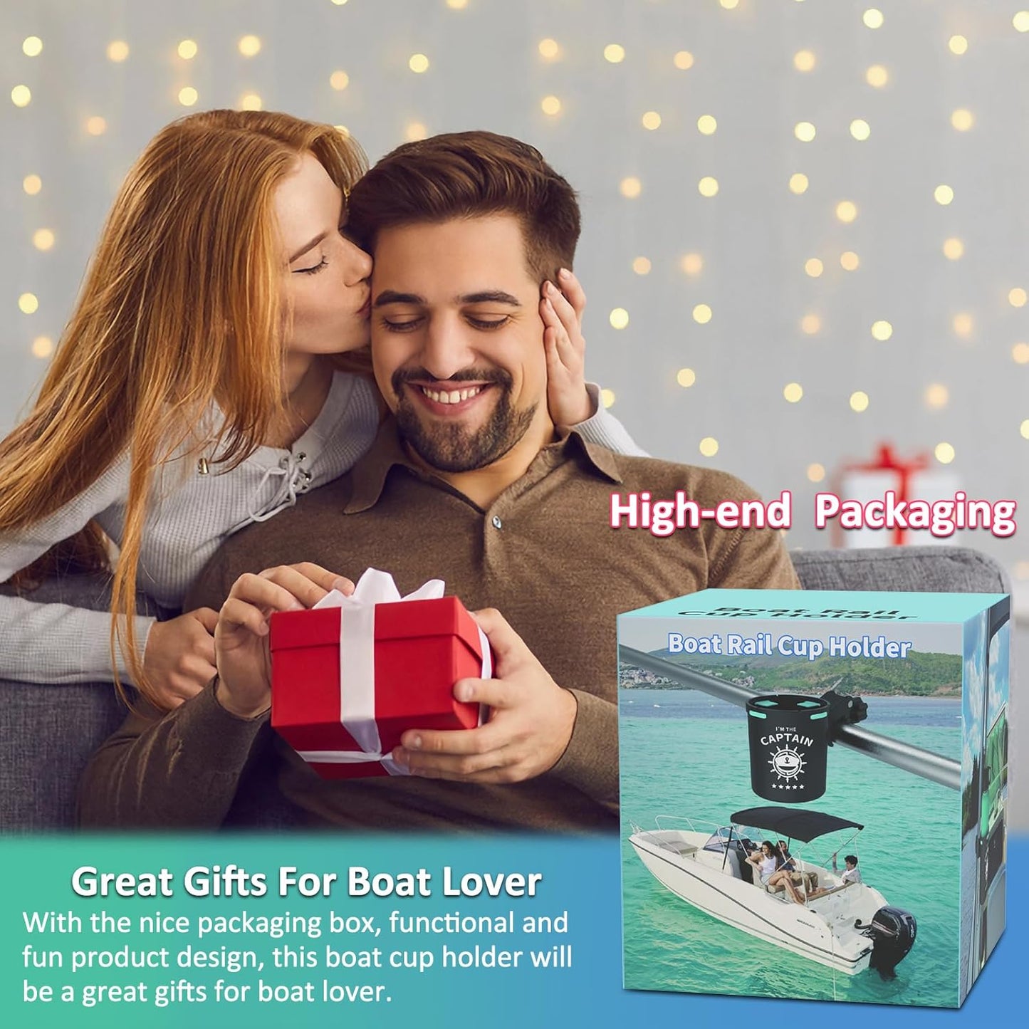 Marine Boat Rail Cup Holder, No Drilling Install On Bimini Top Conver Rail Or Pole, Grip Rail, Grab Bar, Boat Gifts for Boat Lover, Cup Holder for PWC, Jet Ski, Seadoo