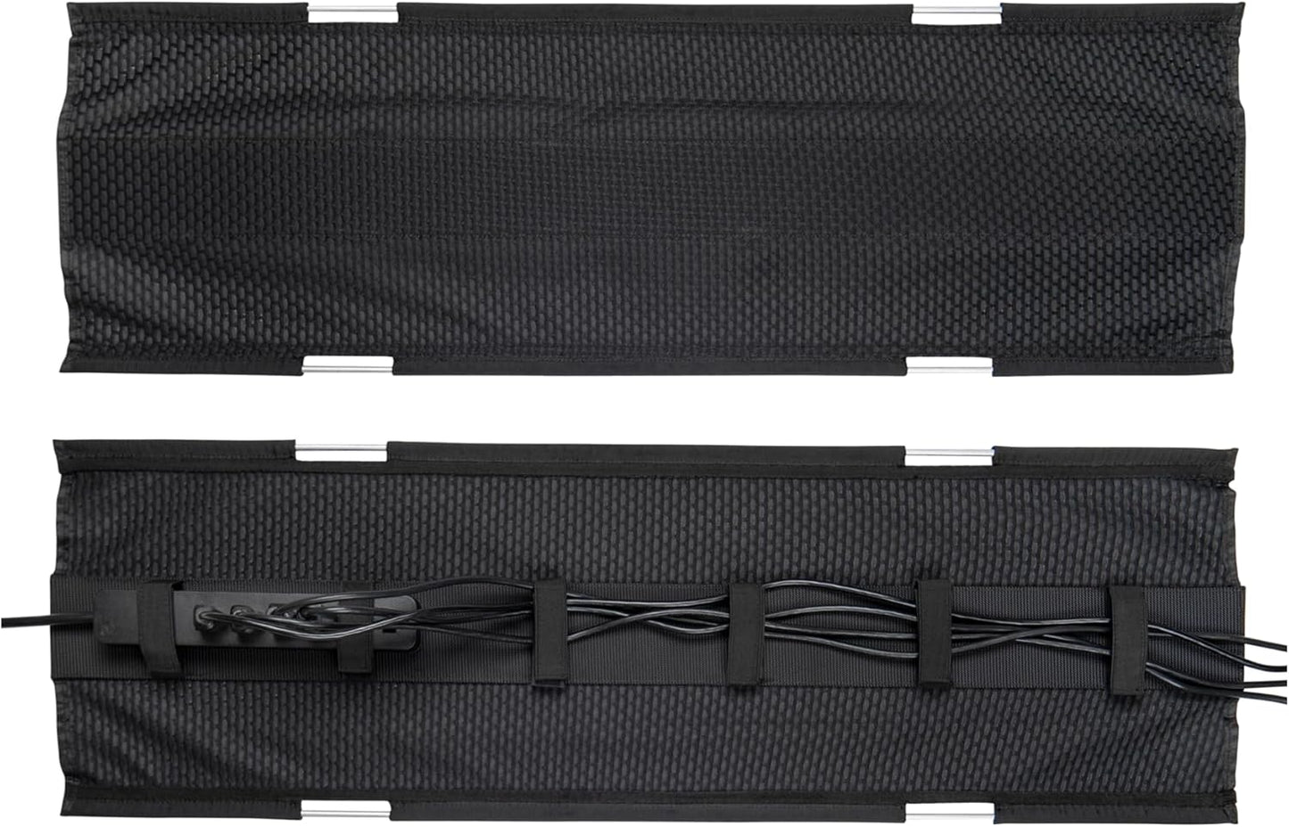 PERFECT POSTURE Mesh Cable Organizer – Under Desk Cable Management with Adjustable Straps, Flexible Mesh, Easy-Access Design, & Standing Desk Compatible – 37.4” (Gray)
