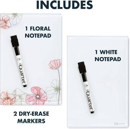 Quartet Glass Desktop Notepad, 9" x 6", Whiteboard, Dry Erase Surface, Dot/White, 2 Pack (GDP96D)