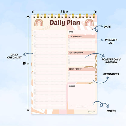 Decorably 52 Sheets Nude Pink Undated Daily to Do List Notepad, 6.5x10in Spring-Bound Easy Tear-Off Design, with Priorities, Checklist, Agenda, Reminders, Notes - Home, School, Office