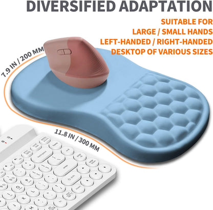 Ergonomic Joint Wrist Support Mouse Pad with Memory Foam Cushion Massage Bump, Carpal Tunnel Pain Relief Mousepad Slope Design for Wrist Rest, 11.8x7.9 in, Black