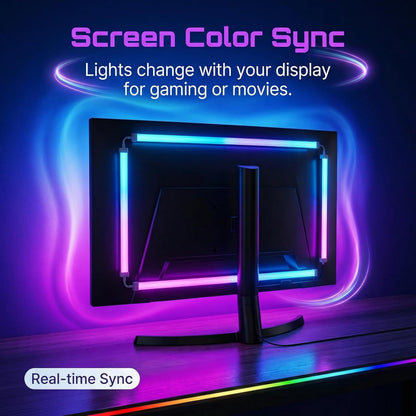 RGB Monitor Backlight with Screen Sync for 32 Inch Screens, Dual USB Powered LED Ambient Lighting Kit, Music Rhythm & Dynamic Modes, Immersive Bias Lighting for Home Office Gaming (4 Sides - 32 inch)