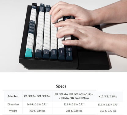 Ergonomic Silicone Wrist Rest for Keychron Q3 / Q3 Max / V3 / V3 Max / C3 Pro,14.37" Honeycomb Non-Slip Palm Rest, 80% TKL Mechanical Keyboards with Typing Pain Relief