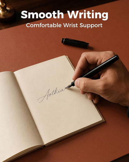 Aothia Dual-Sided Desk Pad - 25.6x13.7 inches Leather Desk Mat, Natural Cork Desk Pad Protector, Large Mouse Pad for Desk, Waterproof Desk Blotter Pad, Desk Writing Pad for Office Work/Home, Black