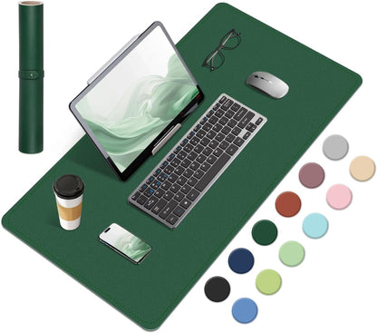 Non Slip Desk Mat, 31.5" x 15.7" PU Leather Desk Pad, Cork Desk Mat for Desktop, Desk Pad for Keyboard and Mouse, Ideal for Office and Home, Black