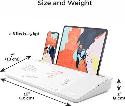 DeskBoard Buddy Desktop Whiteboard + 2 Markers (White with Wireless Charger)