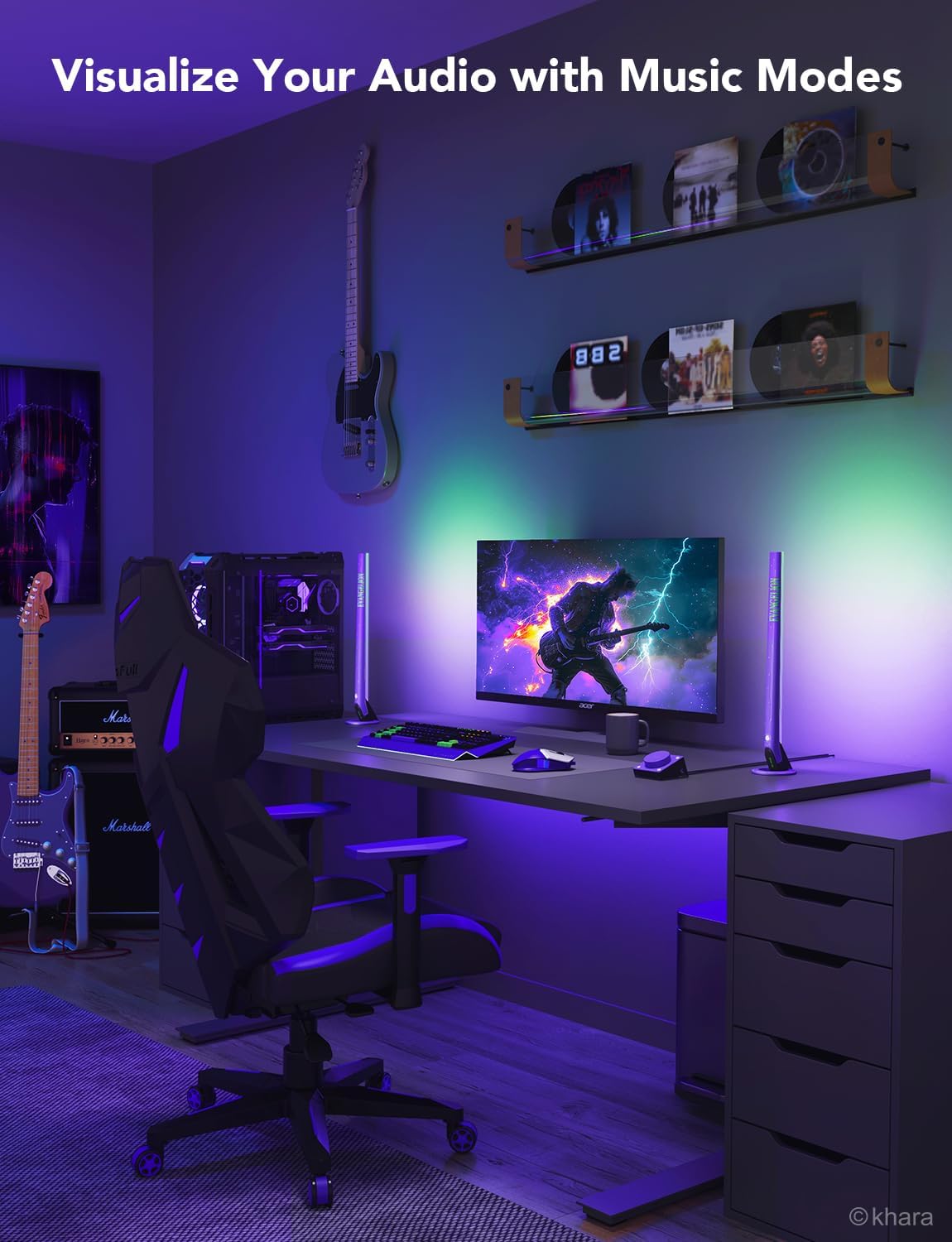 Govee RGBIC Gaming Light Bars H6047 with Smart Controller, Wi-Fi Smart LED Gaming Lights with Music Modes and 60+ Scene Modes Built, Works with Alexa & Google Assistant, Game Room Lights Decor
