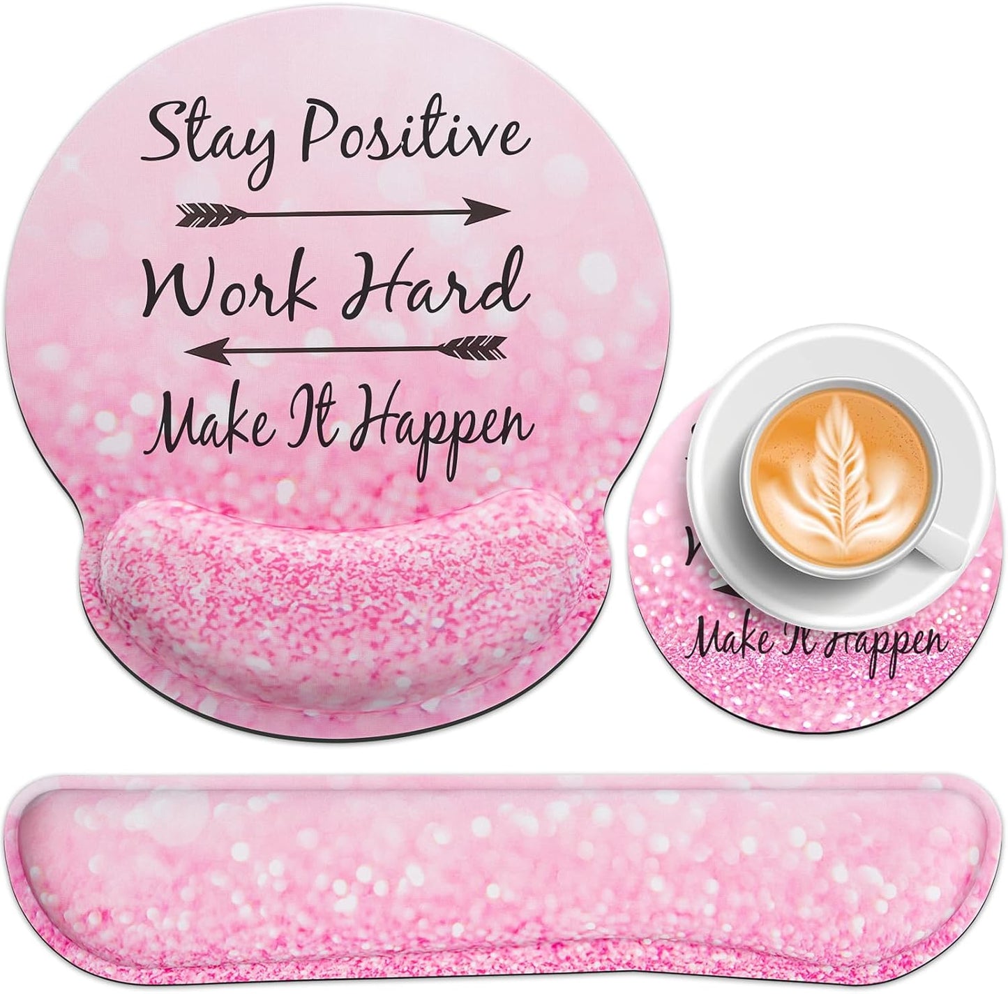 Ergonomic Keyboard Wrist Rest, Mouse Pad with Wrist Rest Anime, Cat Gaming Mousepad with Wrist Support, Memory Foam Wrist Rest Set for Computer Keyboard, Funny Cute Office Desk Accessories