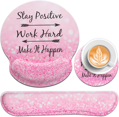 Ergonomic Keyboard Wrist Rest, Mouse Pad with Wrist Rest Anime, Cat Gaming Mousepad with Wrist Support, Memory Foam Wrist Rest Set for Computer Keyboard, Funny Cute Office Desk Accessories