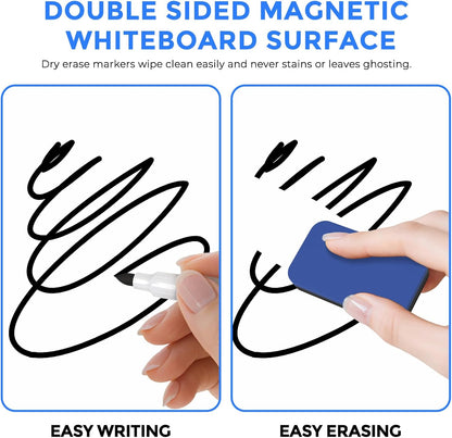 MaxGear Monthly Calendar Dry Erase Board for Wall, 16"x12" Small Hanging Double-Sided White Board, Portable Whiteboard for Planning, Drawing, Memo, to Do List, School, Home, Kitchen, Office