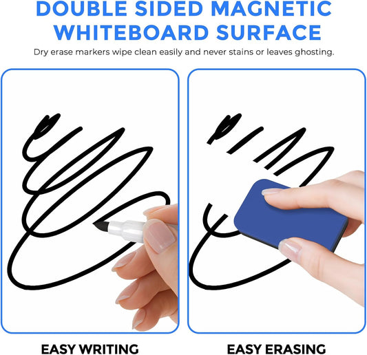 MaxGear Monthly Calendar Dry Erase Board for Wall, 16"x12" Small Hanging Double-Sided White Board, Portable Whiteboard for Planning, Drawing, Memo, to Do List, School, Home, Kitchen, Office