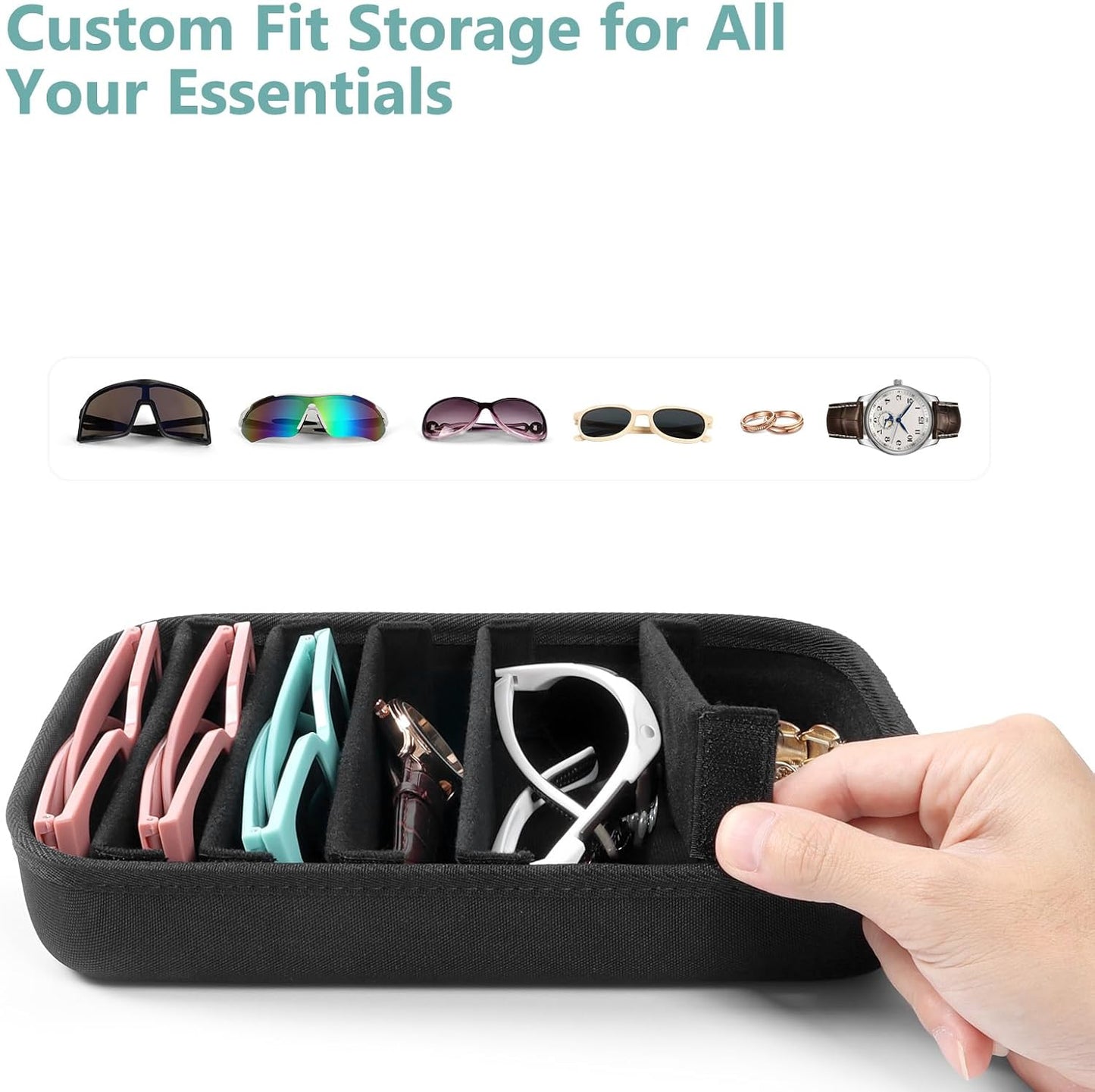 Bukere Sunglasses Organizer Tray Storage for Drawer, Glasses Watches Jewelry Display Case, Eyeglasses Holder Men Women