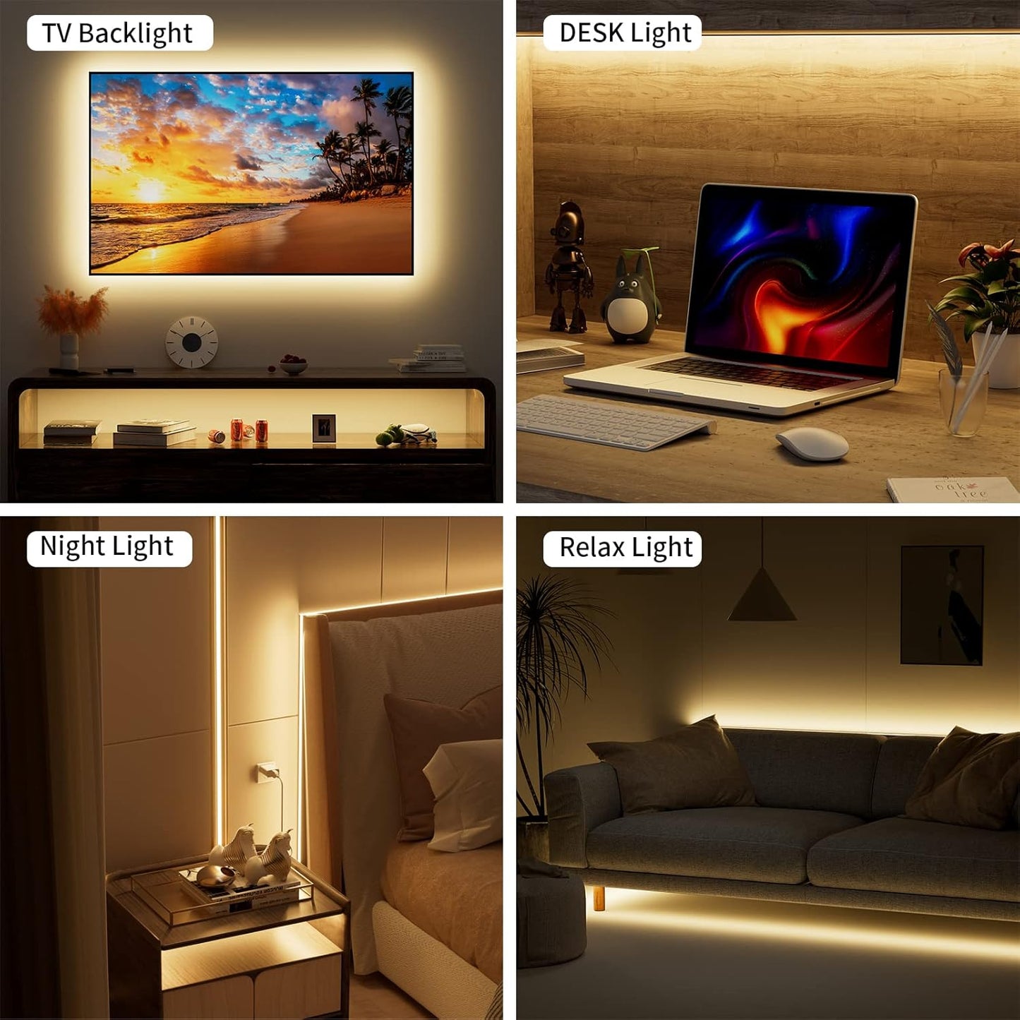PAUTIX COB LED Strip Lights 5V USB Powered Dotless Super Bright Dimmable LED Lights 3000K Warm White 6.56ft TV Backlights,Flexible 3M Adhesive Under Cabinet Light for Bedroom,Kitchen,Shelf Lighting